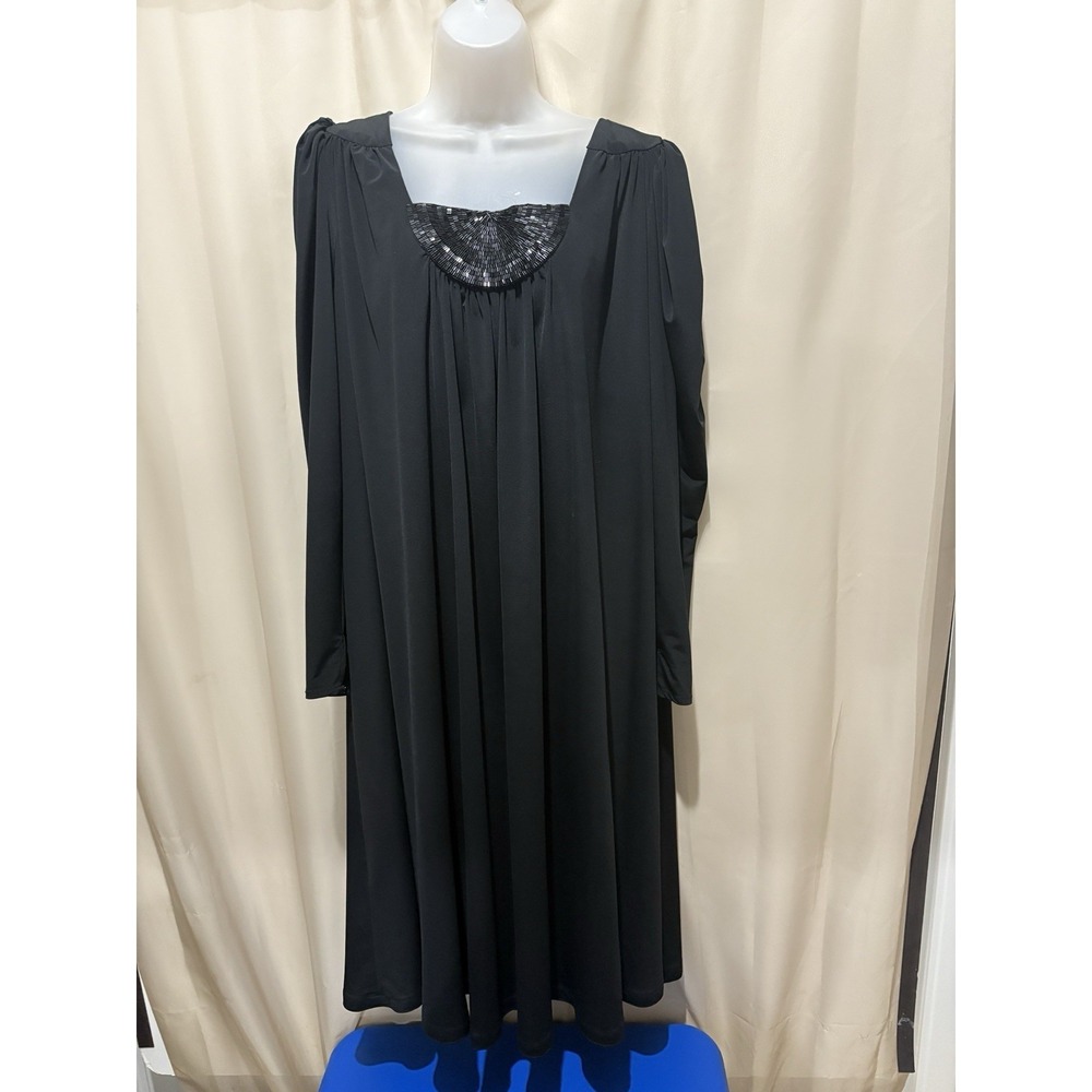 CHEZ CALIFORNIA DESIGNED BY TANDY Vintage Black Dress Beaded XL